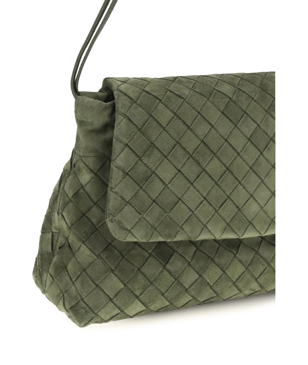 BOTTEGA VENETA Зеленая замшевая сумка через плечо, фото 4