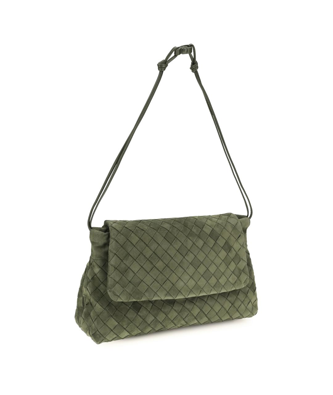 BOTTEGA VENETA Зеленая замшевая сумка через плечо, фото 2