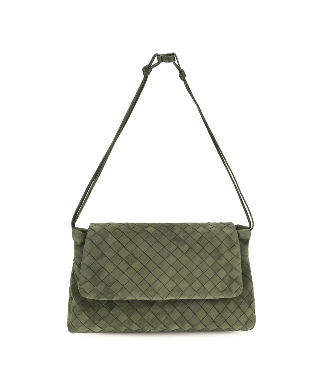 BOTTEGA VENETA Зеленая замшевая сумка через плечо, фото 1