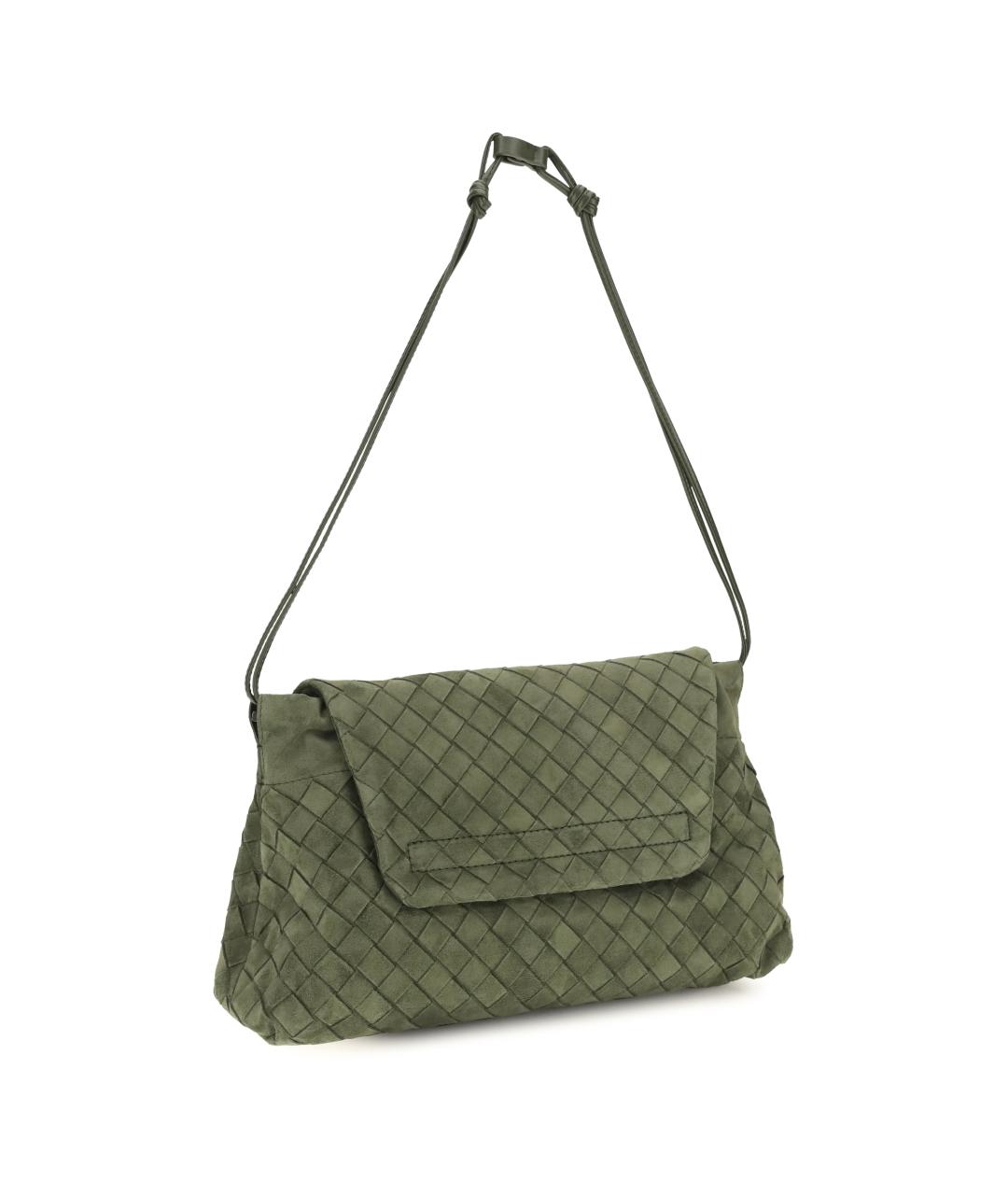 BOTTEGA VENETA Зеленая замшевая сумка через плечо, фото 3