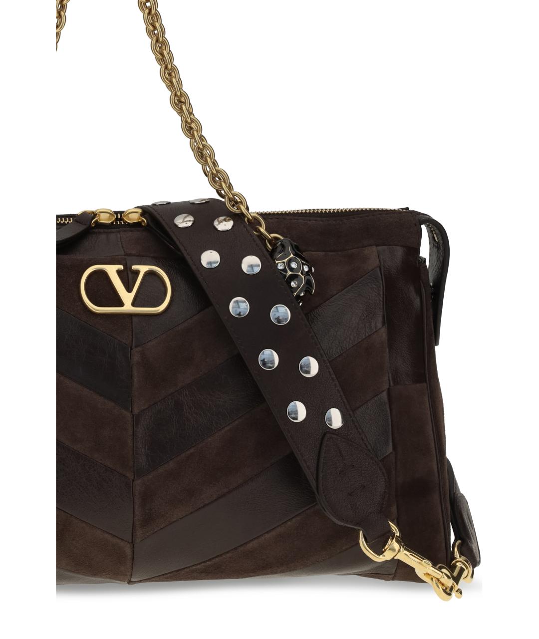 VALENTINO Коричневая кожаная сумка через плечо, фото 4