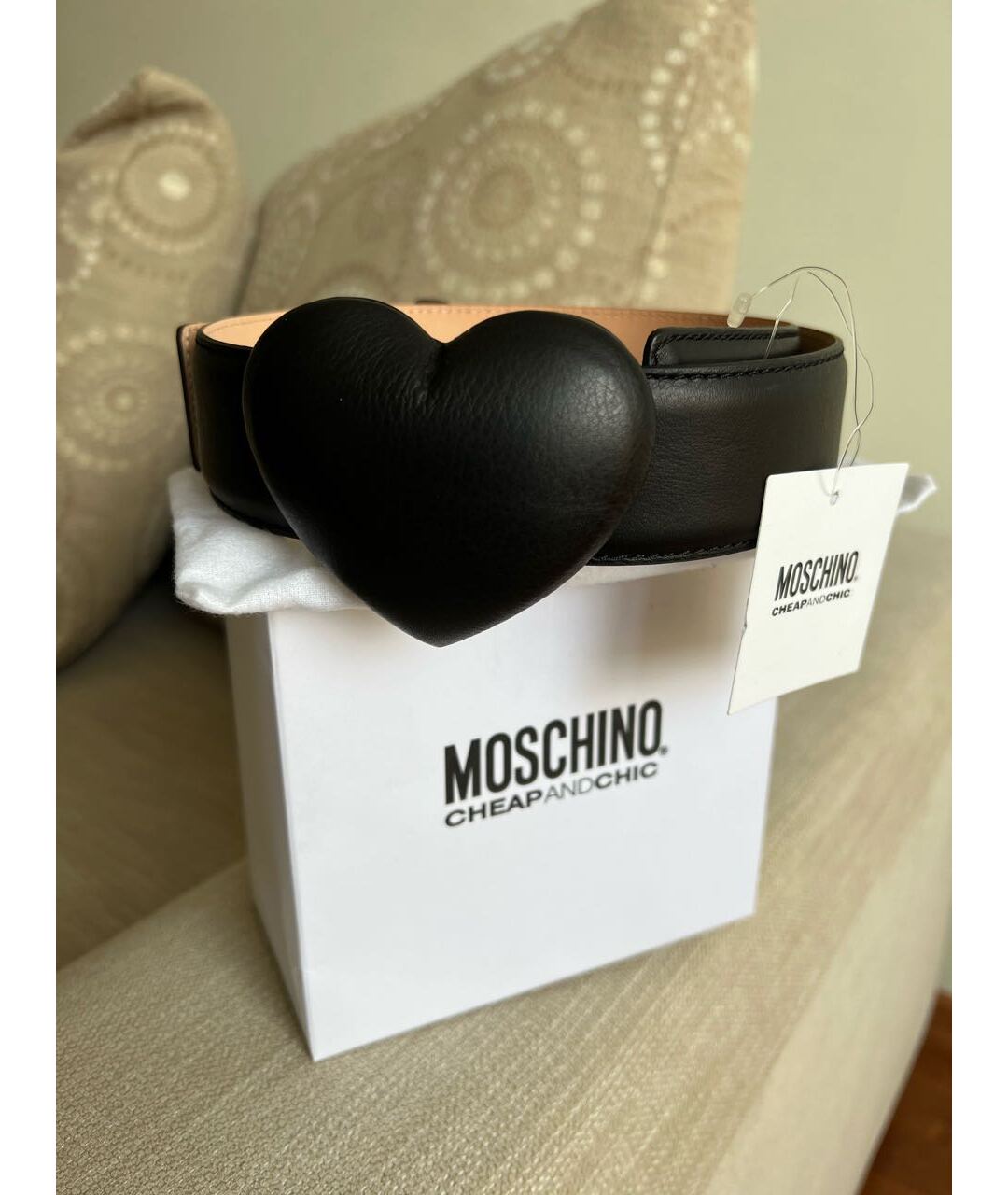 MOSCHINO Черный кожаный ремень, фото 2