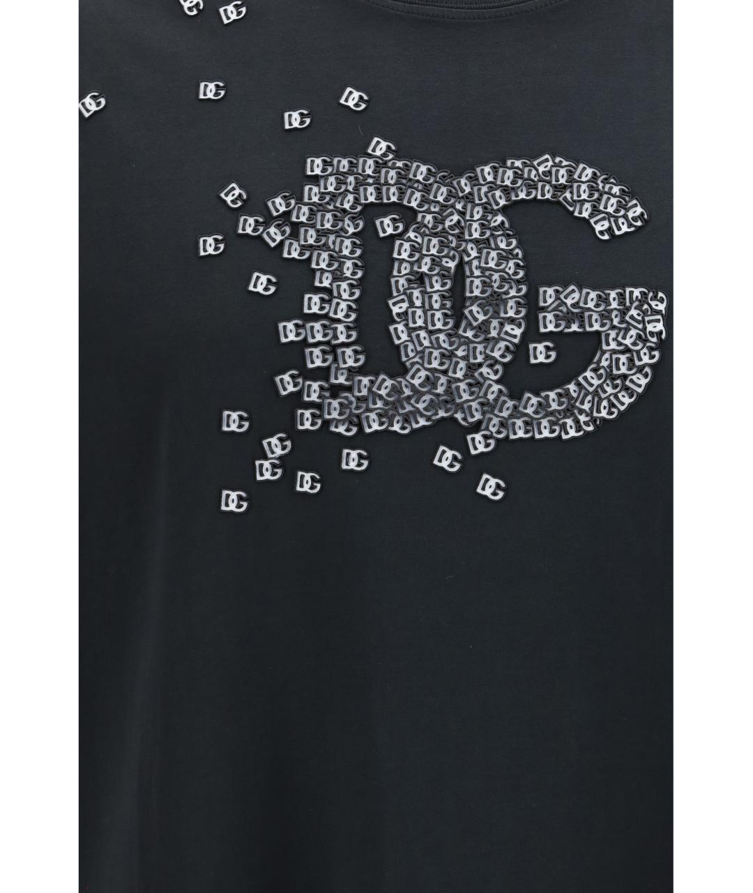 DOLCE&GABBANA Черная хлопковая футболка, фото 3