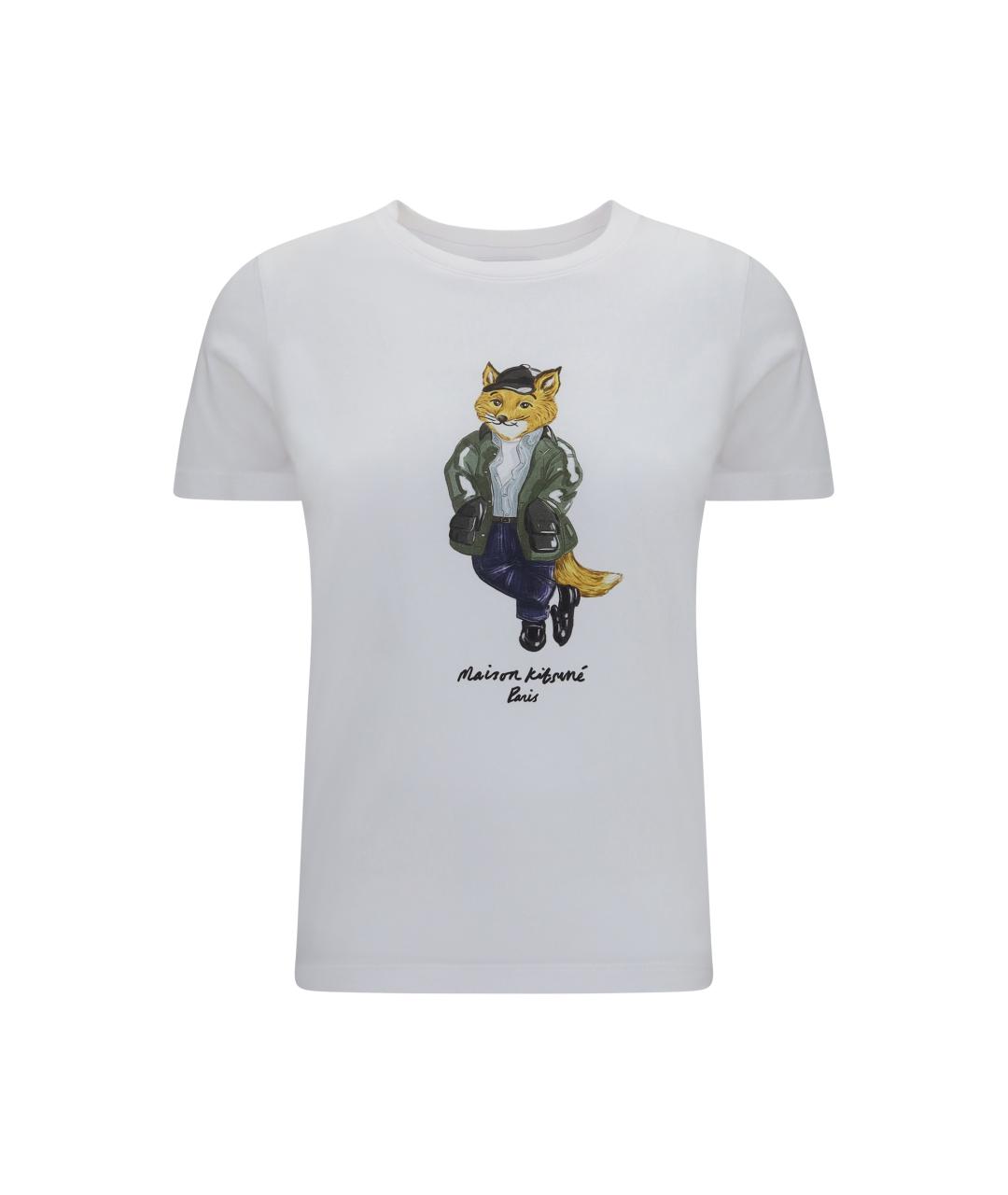 MAISON KITSUNE Белая хлопковая футболка, фото 1