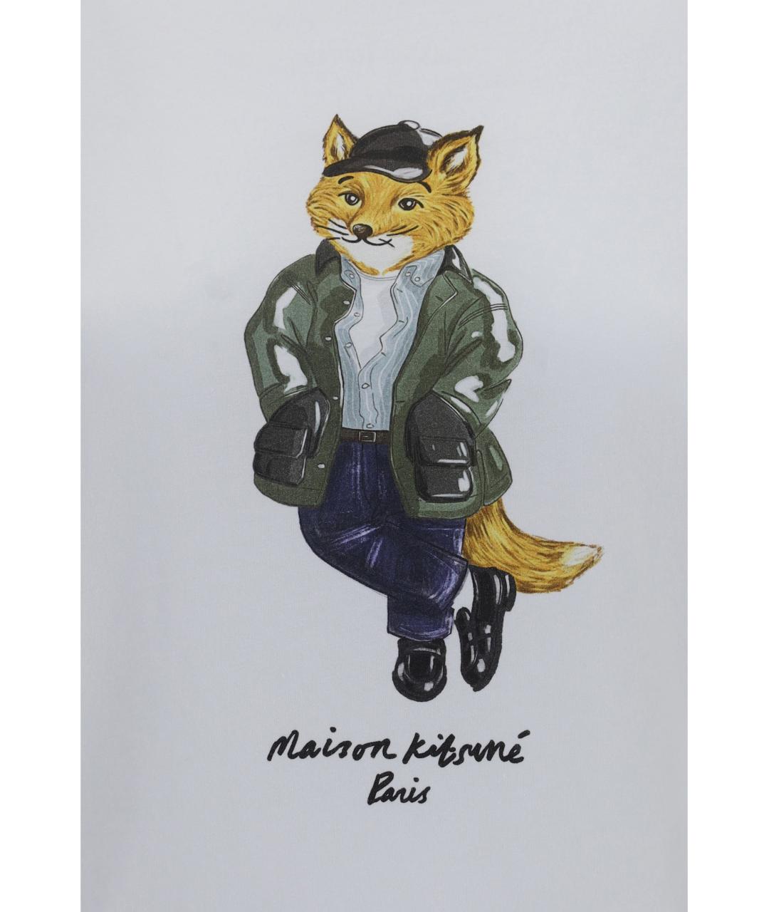 MAISON KITSUNE Белая хлопковая футболка, фото 3