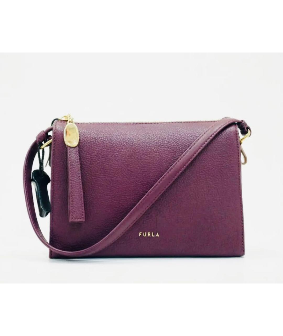 FURLA Бордовая кожаная сумка через плечо, фото 9