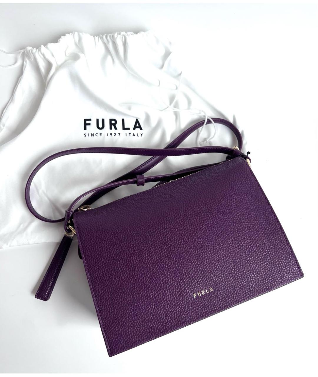 FURLA Бордовая кожаная сумка через плечо, фото 7