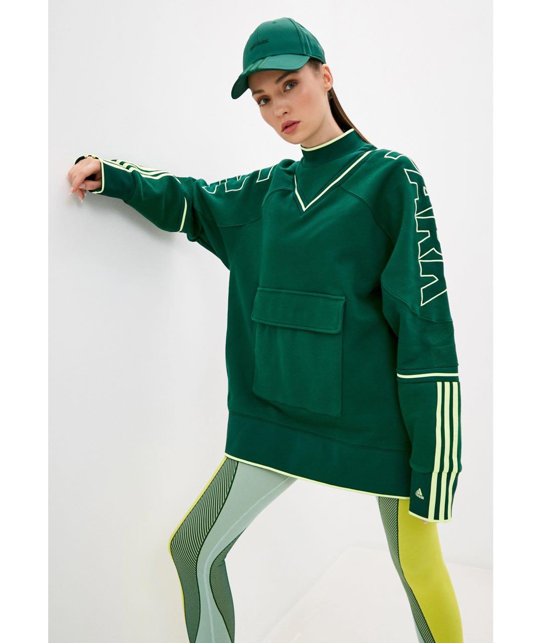 ADIDAS Зеленый хлопко-эластановый джемпер / свитер, фото 2