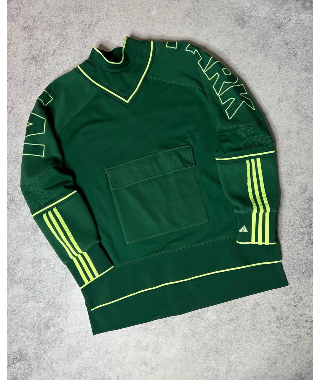 ADIDAS Зеленый хлопко-эластановый джемпер / свитер, фото 9