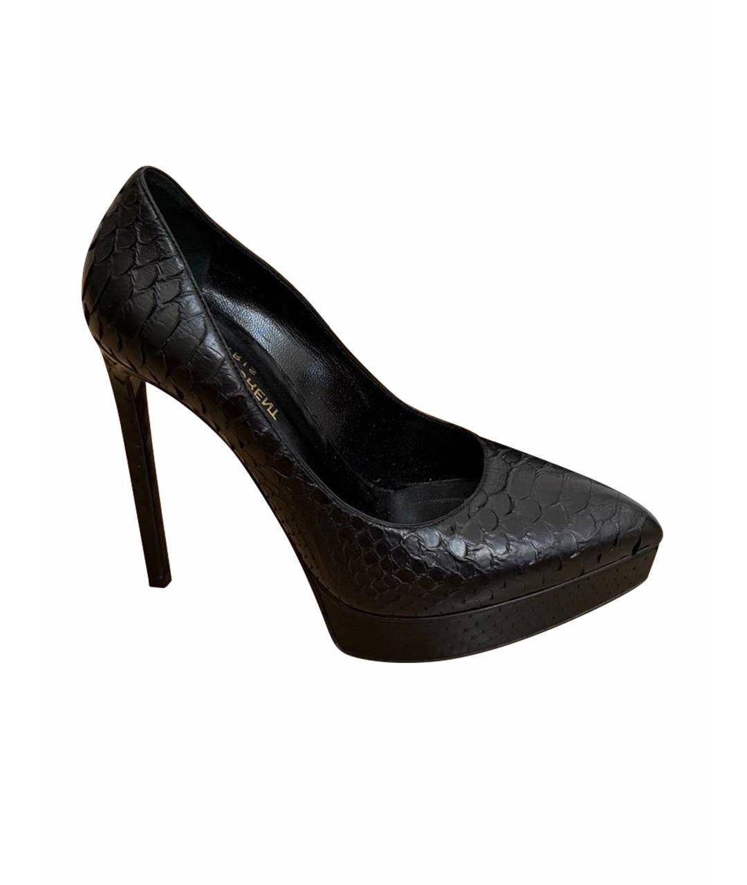 SAINT LAURENT Черные туфли из экзотической кожи, фото 1