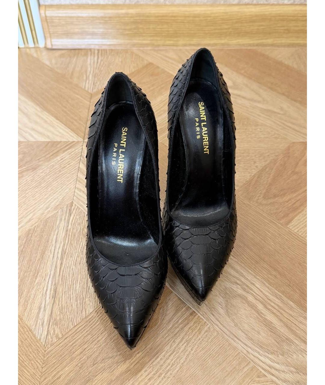 SAINT LAURENT Черные туфли из экзотической кожи, фото 2