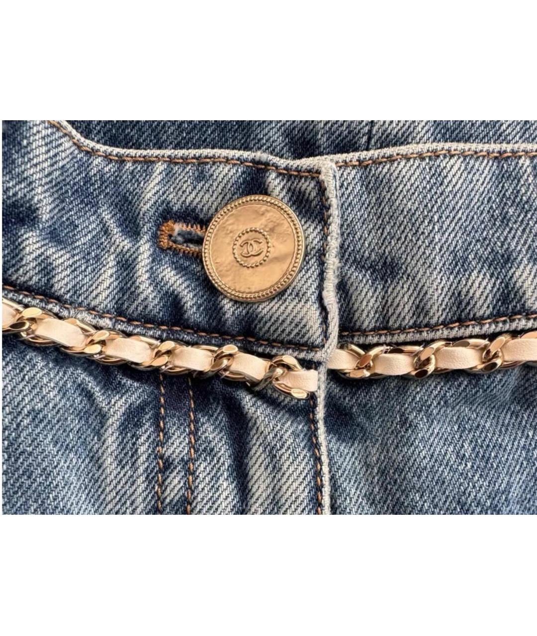 CHANEL Голубые хлопковые прямые джинсы, фото 3