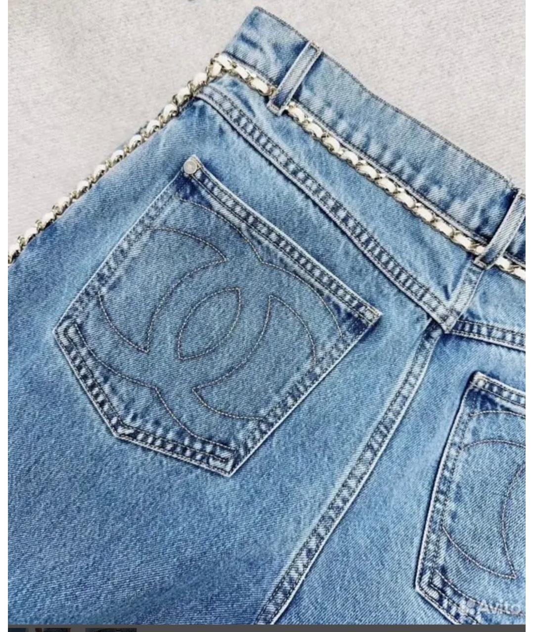 CHANEL Голубые хлопковые прямые джинсы, фото 7