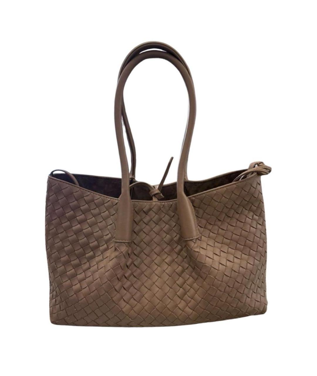 BOTTEGA VENETA Бежевая кожаная сумка тоут, фото 7