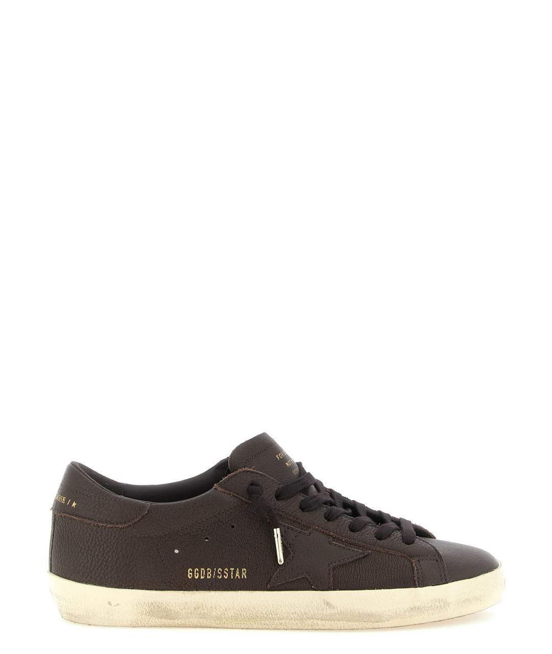 GOLDEN GOOSE Коричневые кожаные низкие кроссовки / кеды, фото 1