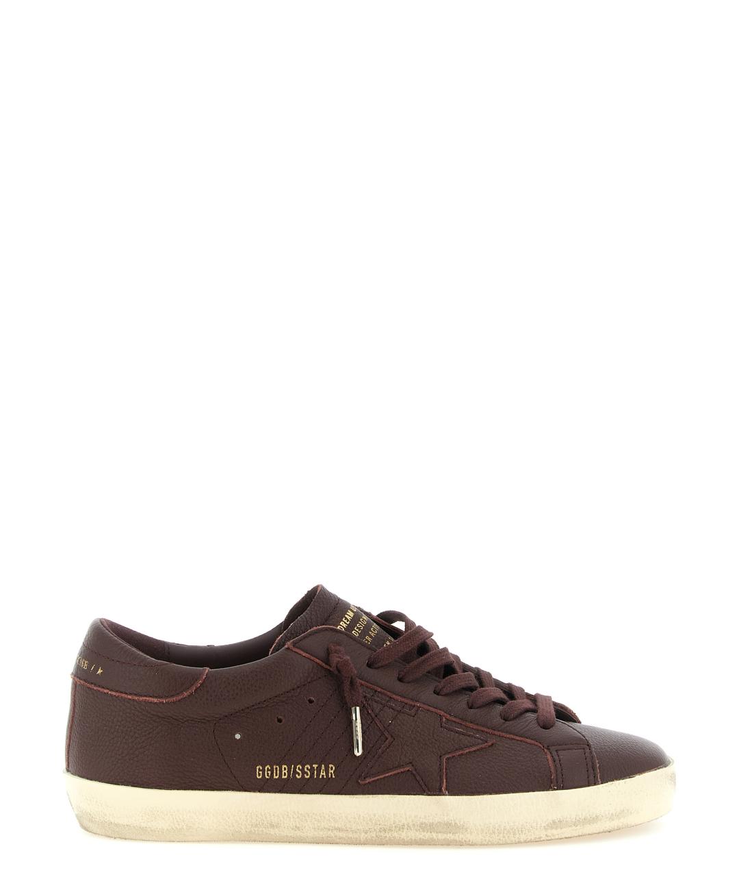 GOLDEN GOOSE Бордовые кожаные низкие кроссовки / кеды, фото 1