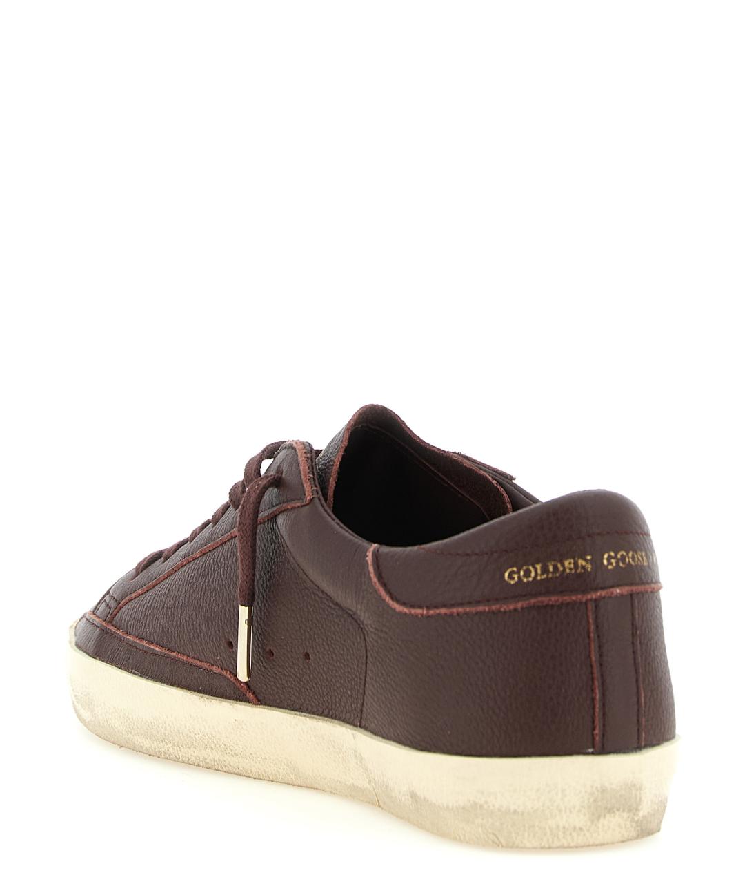 GOLDEN GOOSE Бордовые кожаные низкие кроссовки / кеды, фото 3