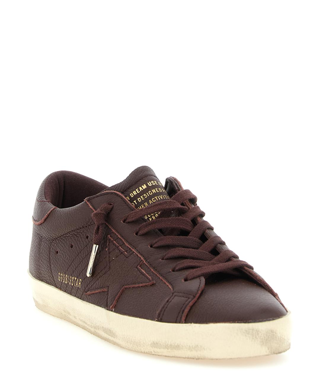 GOLDEN GOOSE Бордовые кожаные низкие кроссовки / кеды, фото 2