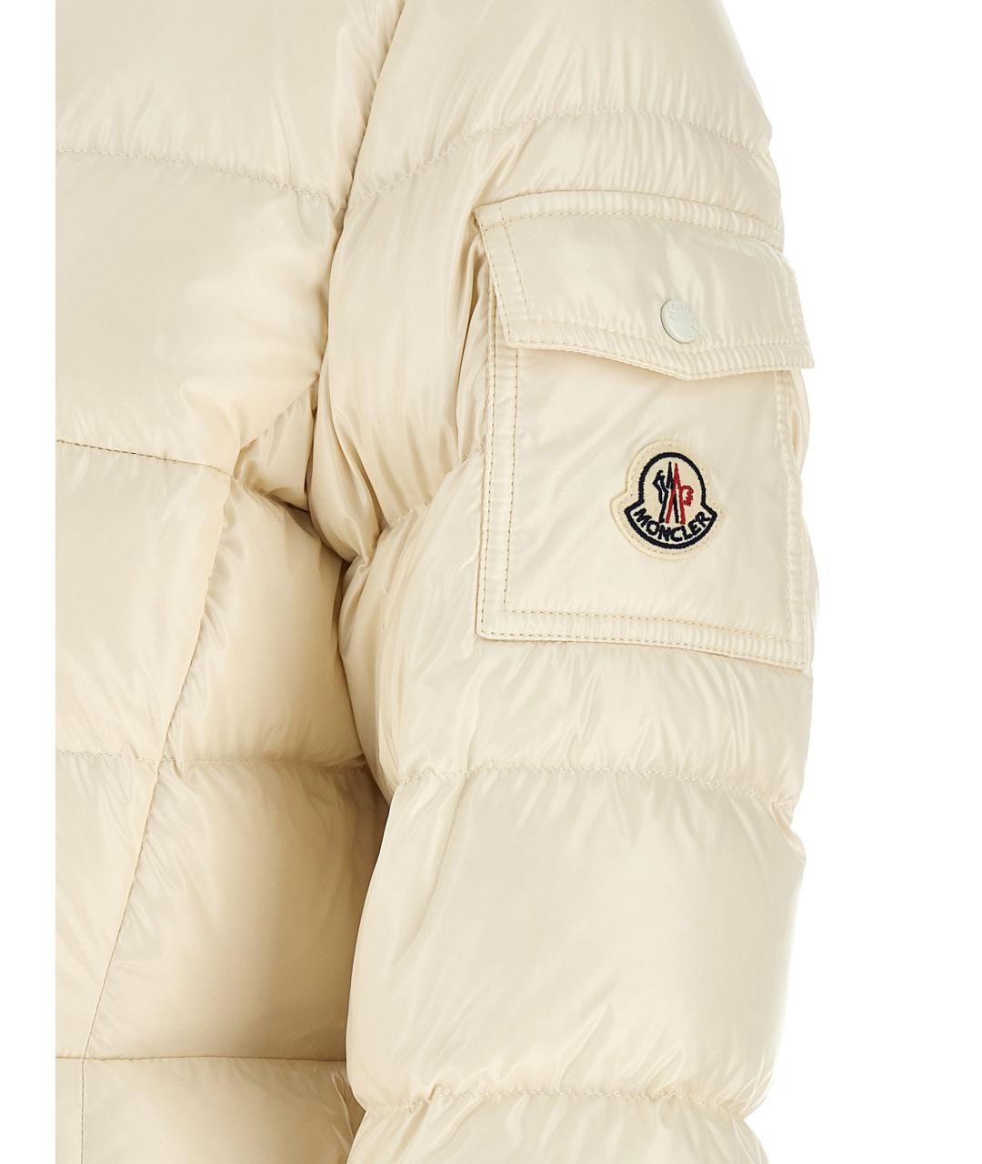 MONCLER Белый полиамидовый пуховик, фото 5
