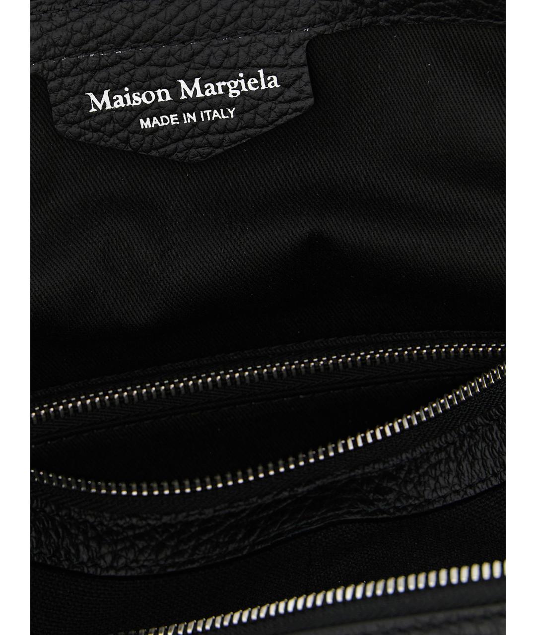 MAISON MARGIELA Черная кожаная сумка через плечо, фото 4