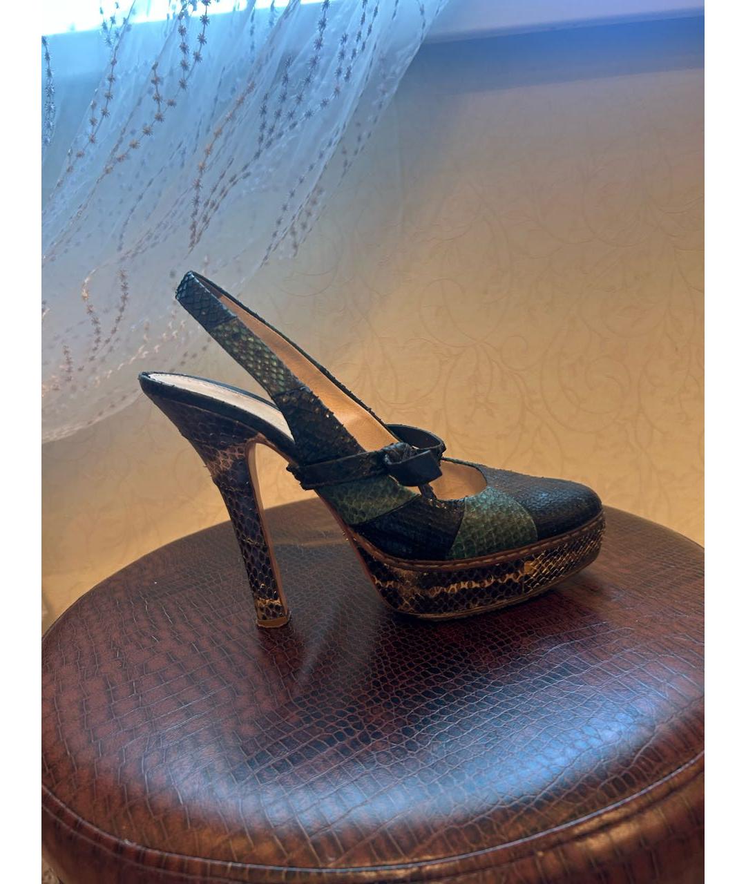 PRADA Черные босоножки из экзотической кожи, фото 7