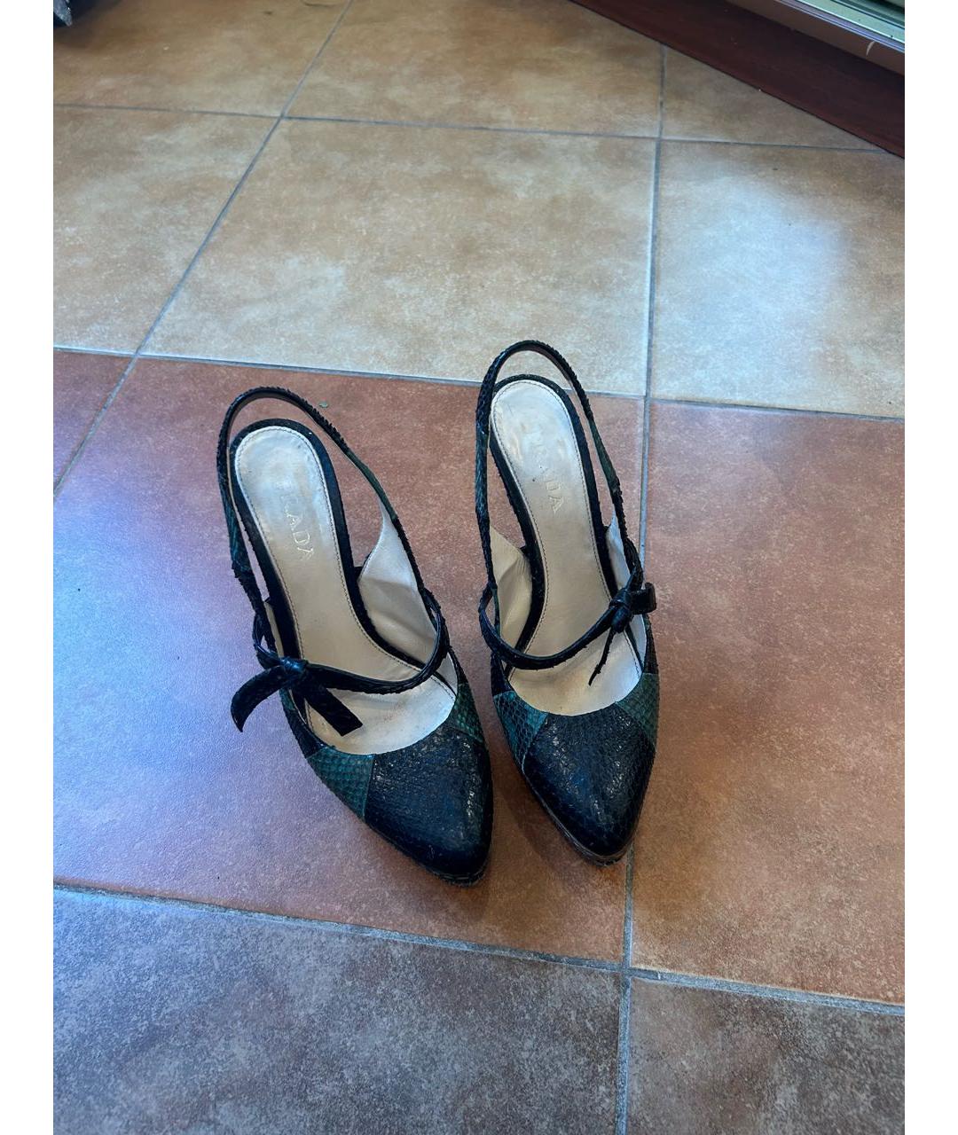 PRADA Черные босоножки из экзотической кожи, фото 2
