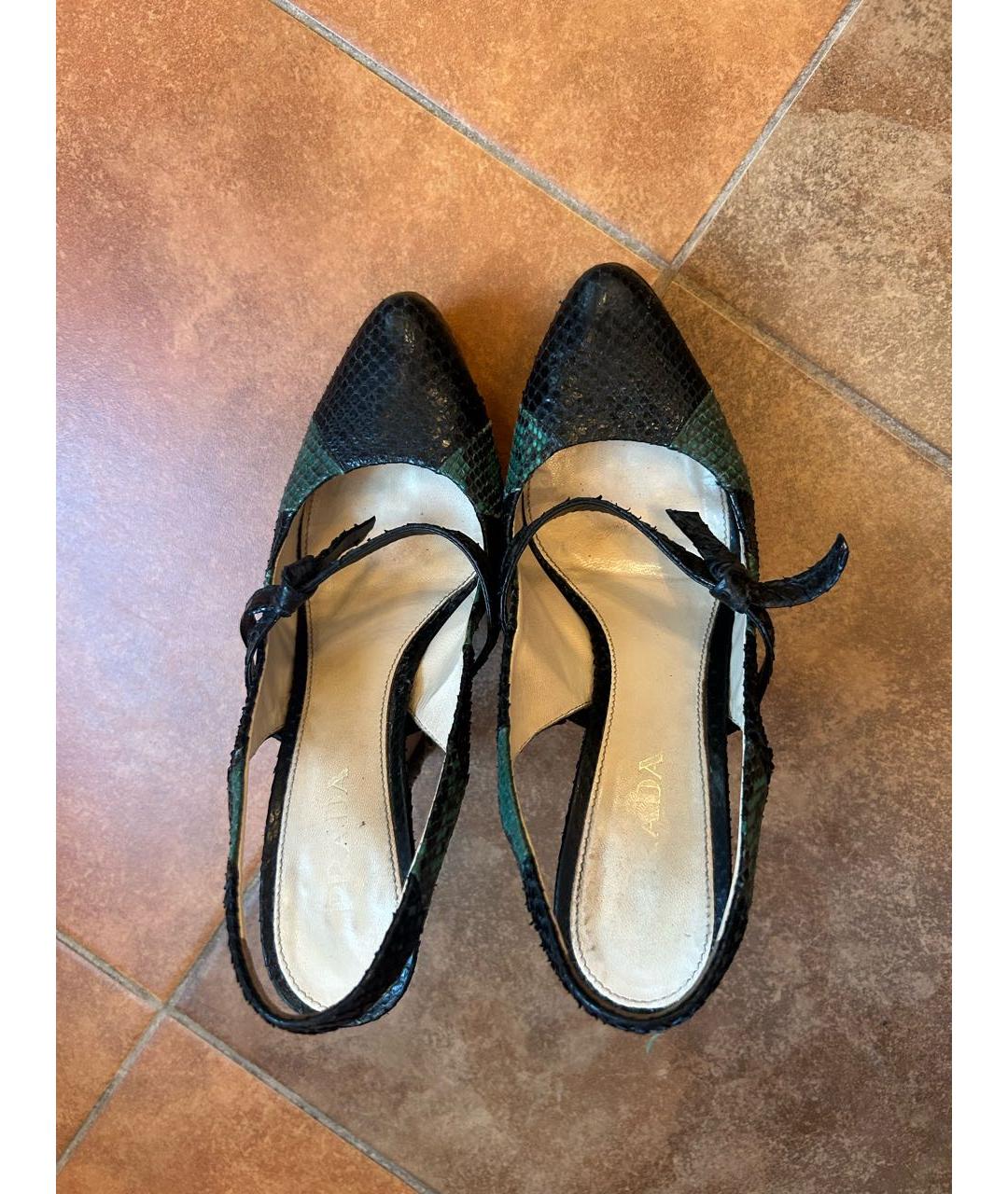PRADA Черные босоножки из экзотической кожи, фото 3