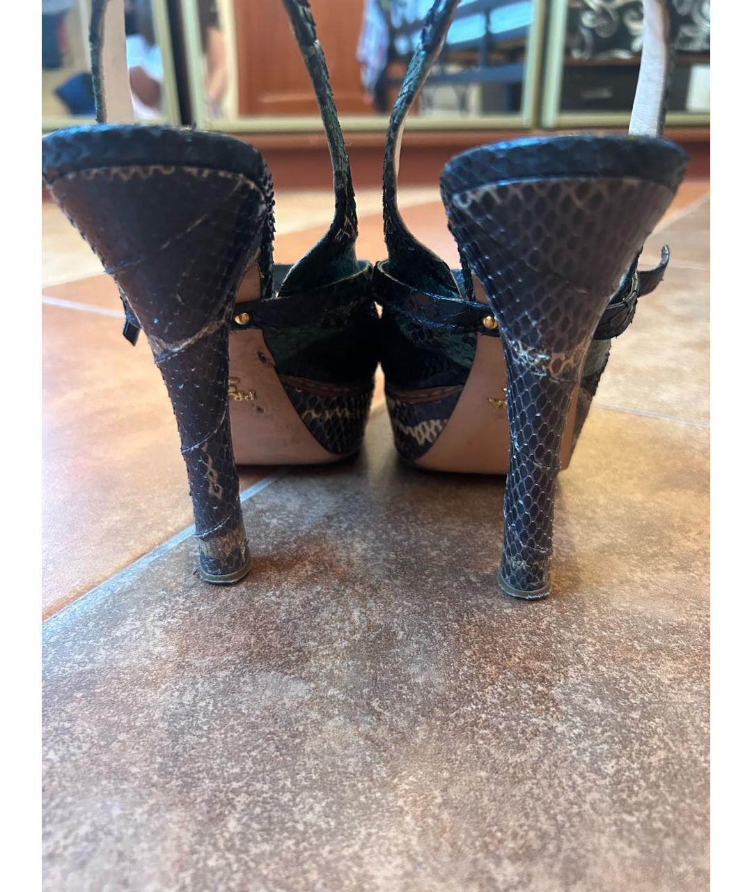 PRADA Черные босоножки из экзотической кожи, фото 4