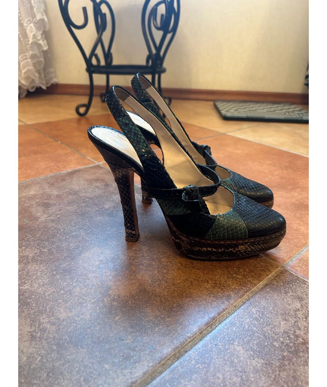 PRADA Черные босоножки из экзотической кожи, фото 6