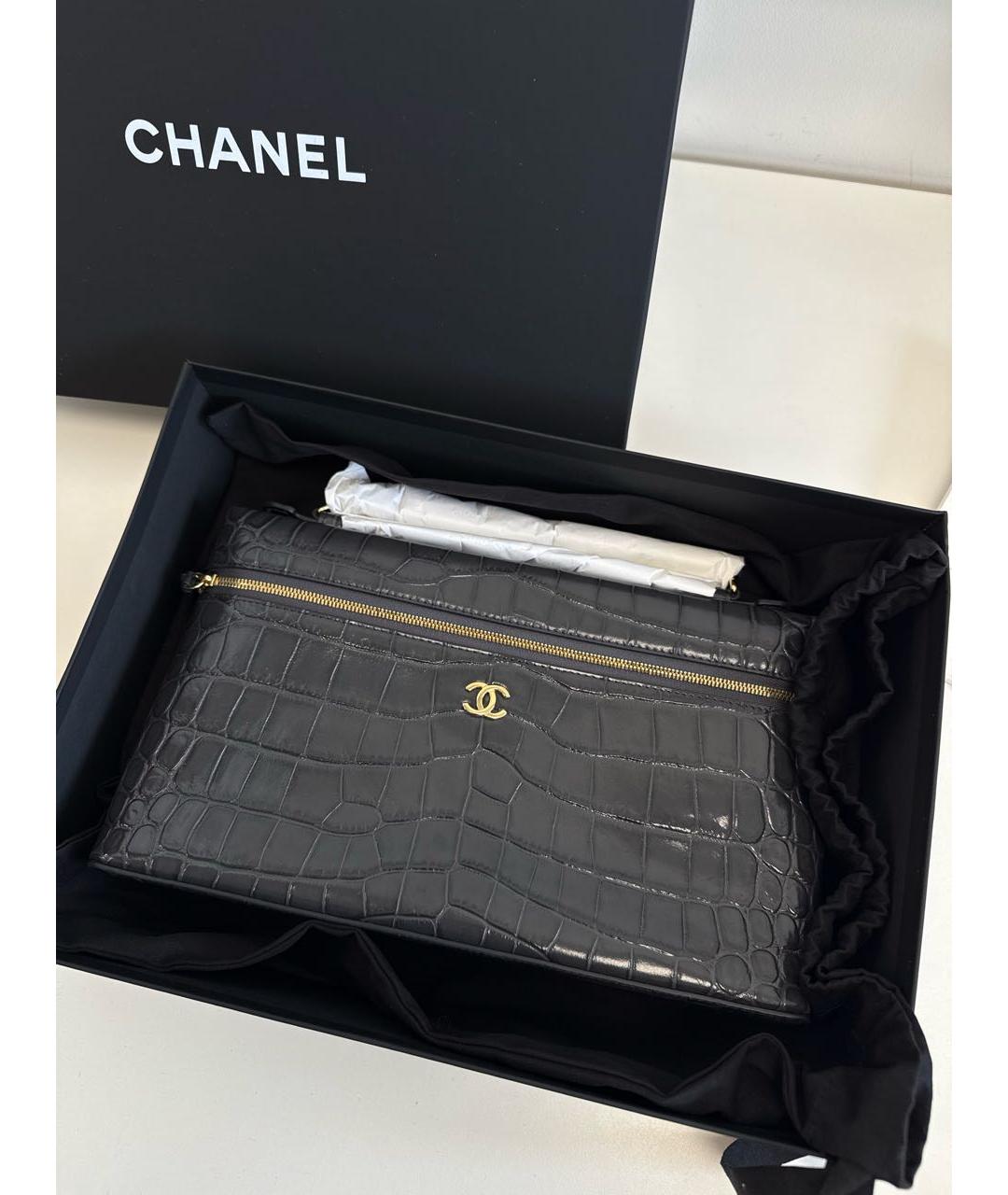 CHANEL Антрацитовая кожаная сумка с короткими ручками, фото 3