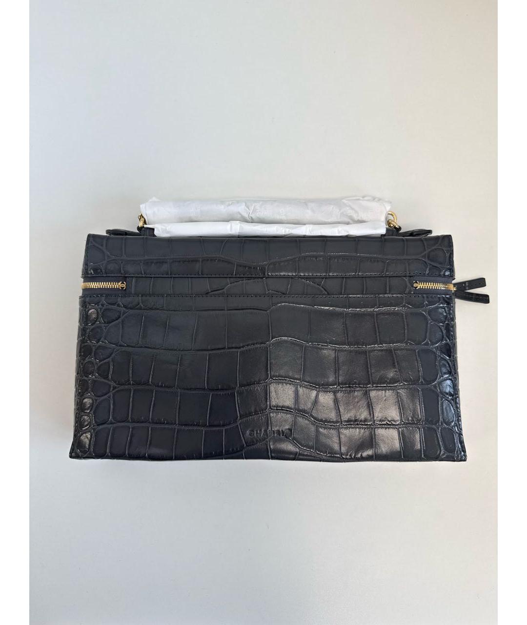 CHANEL Антрацитовая кожаная сумка с короткими ручками, фото 4
