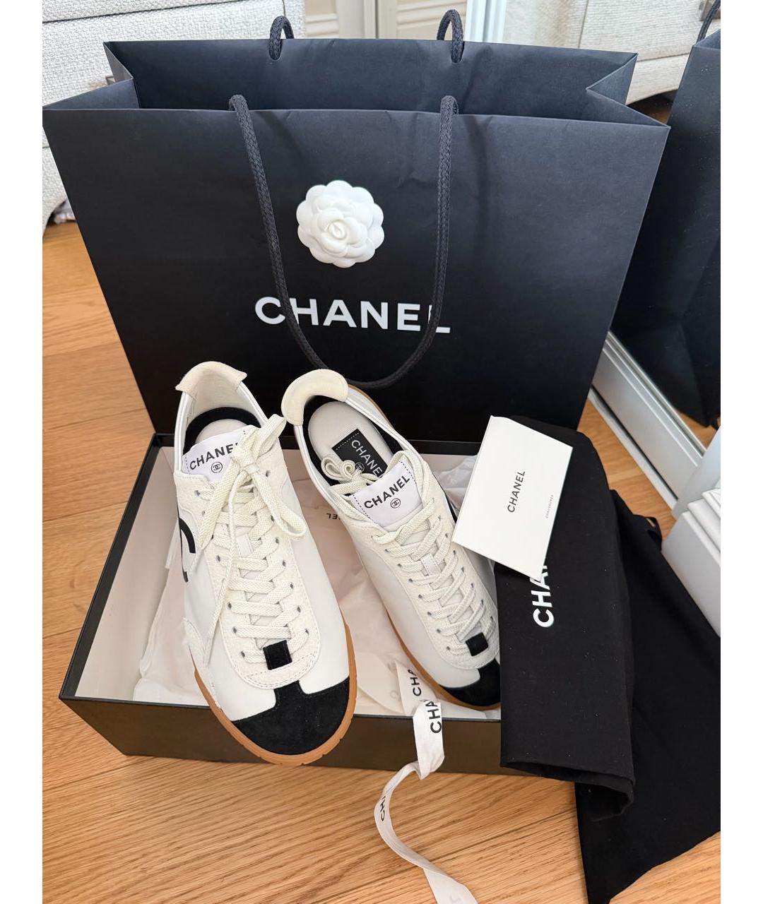 CHANEL Белые кожаные кеды, фото 5