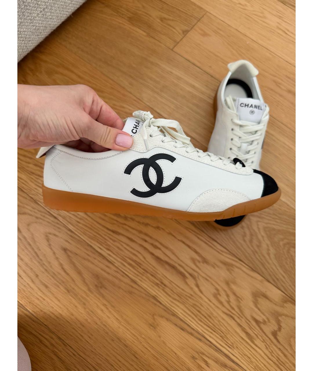 CHANEL Белые кожаные кеды, фото 6