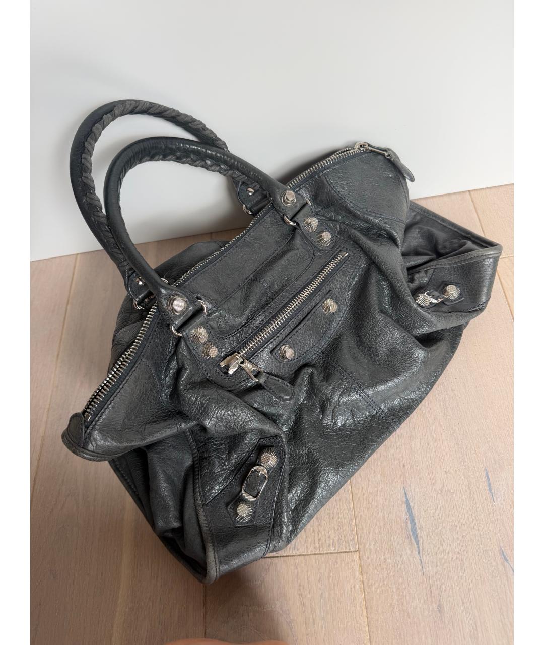 BALENCIAGA Серая кожаная сумка тоут, фото 2