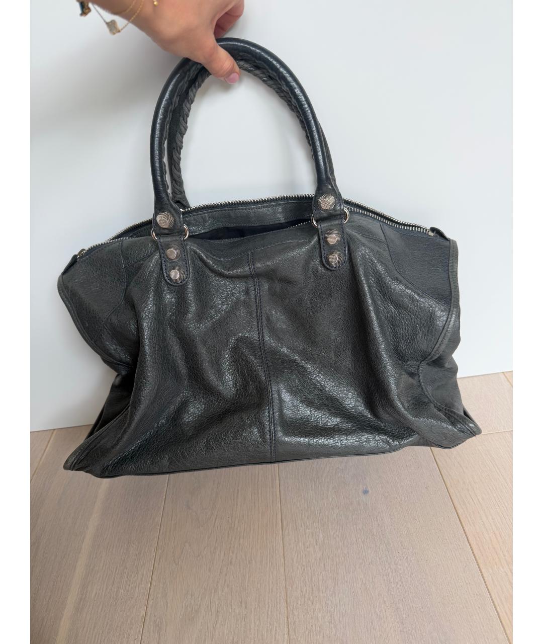 BALENCIAGA Серая кожаная сумка тоут, фото 3