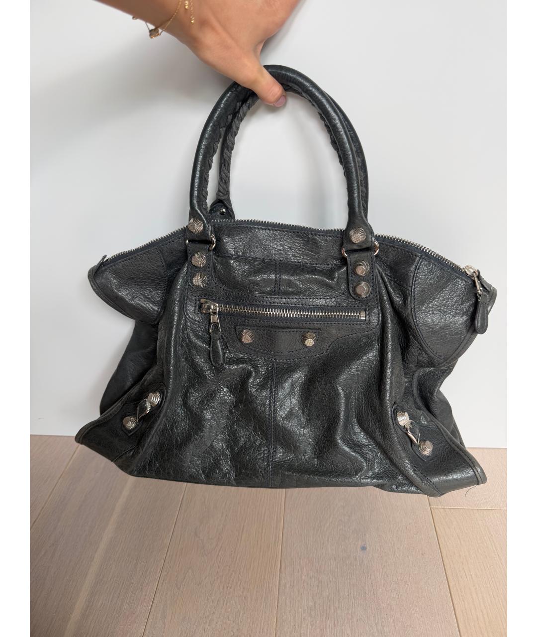BALENCIAGA Серая кожаная сумка тоут, фото 5