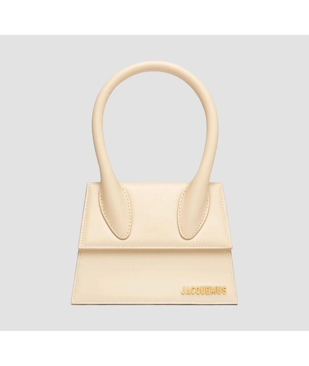 JACQUEMUS Желтая кожаная сумка с короткими ручками, фото 5