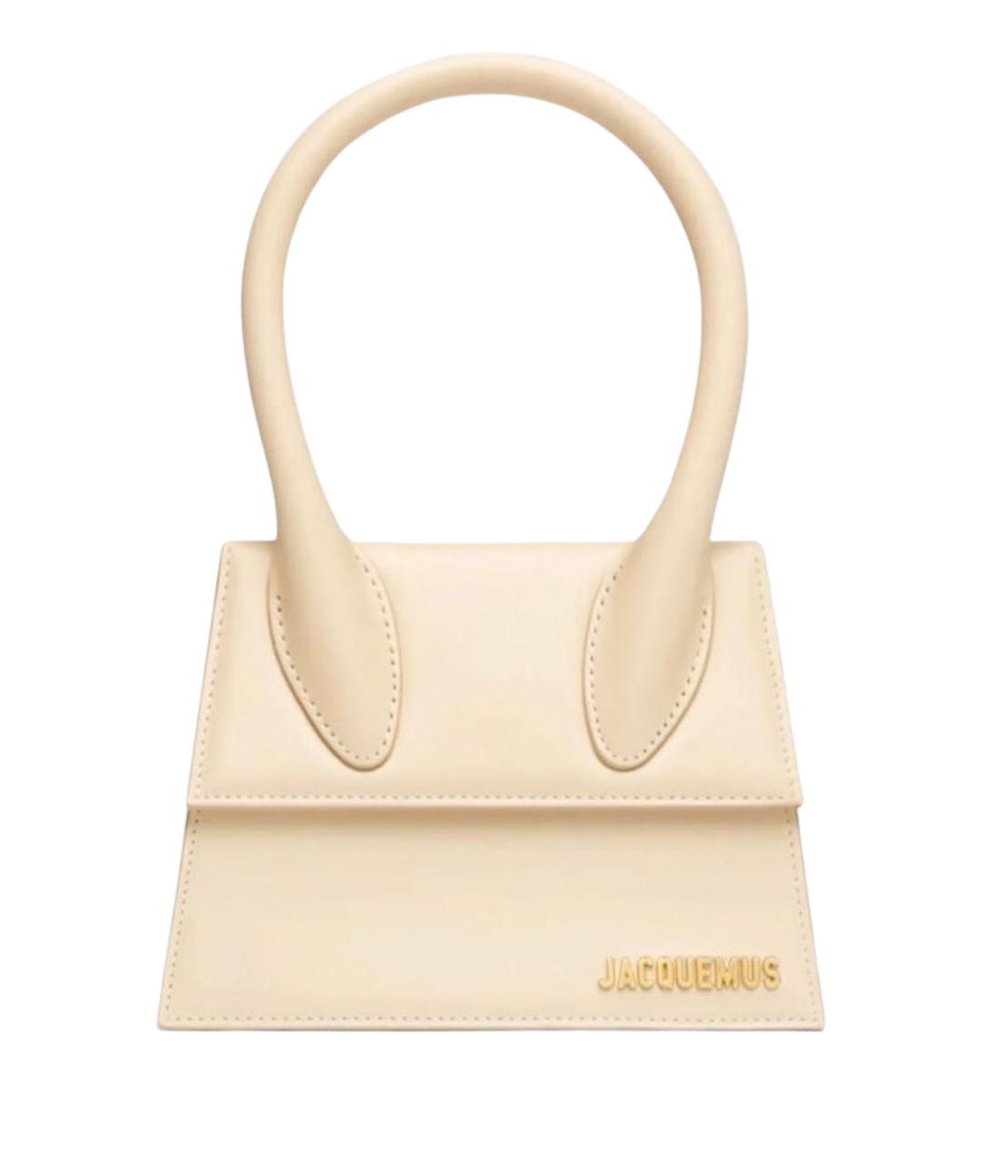 JACQUEMUS Желтая кожаная сумка с короткими ручками, фото 1