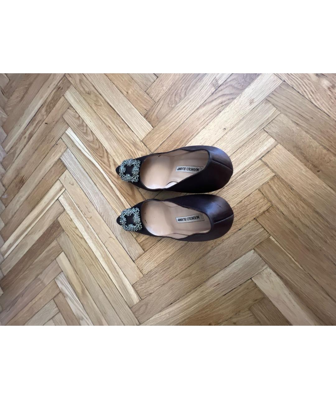 MANOLO BLAHNIK Коричневые текстильные туфли, фото 3