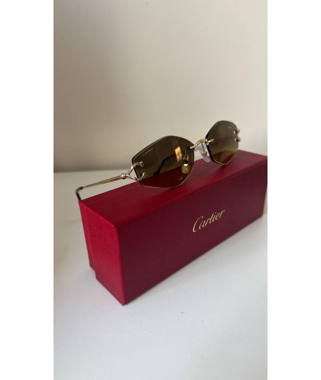 CARTIER Золотые металлические солнцезащитные очки, фото 2