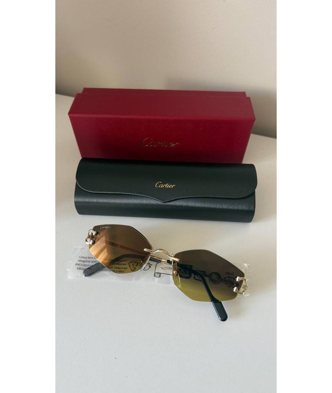 CARTIER Золотые металлические солнцезащитные очки, фото 4