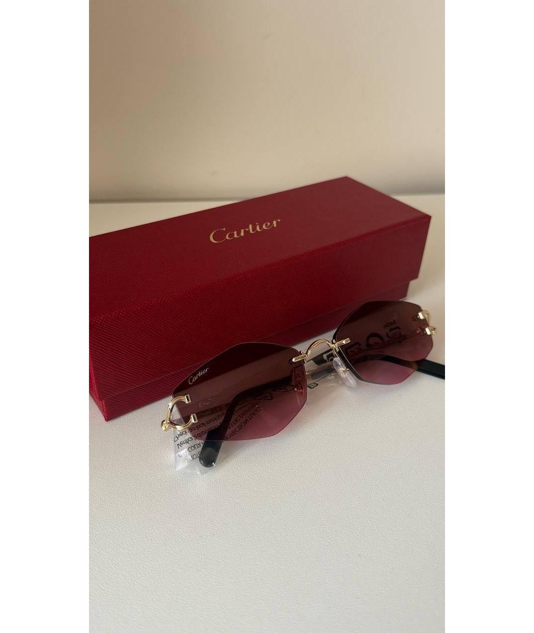 CARTIER Золотые металлические солнцезащитные очки, фото 4
