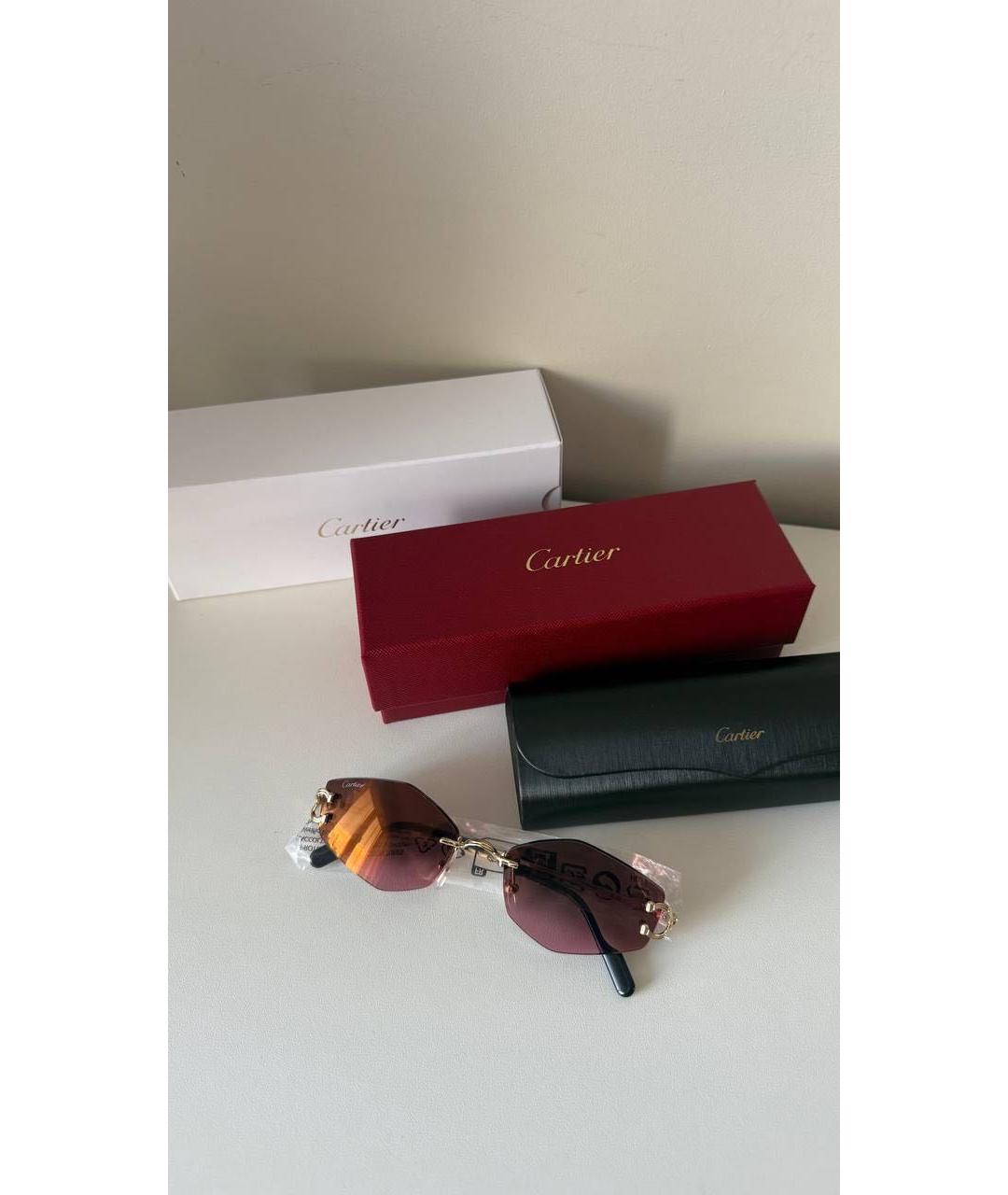 CARTIER Золотые металлические солнцезащитные очки, фото 2
