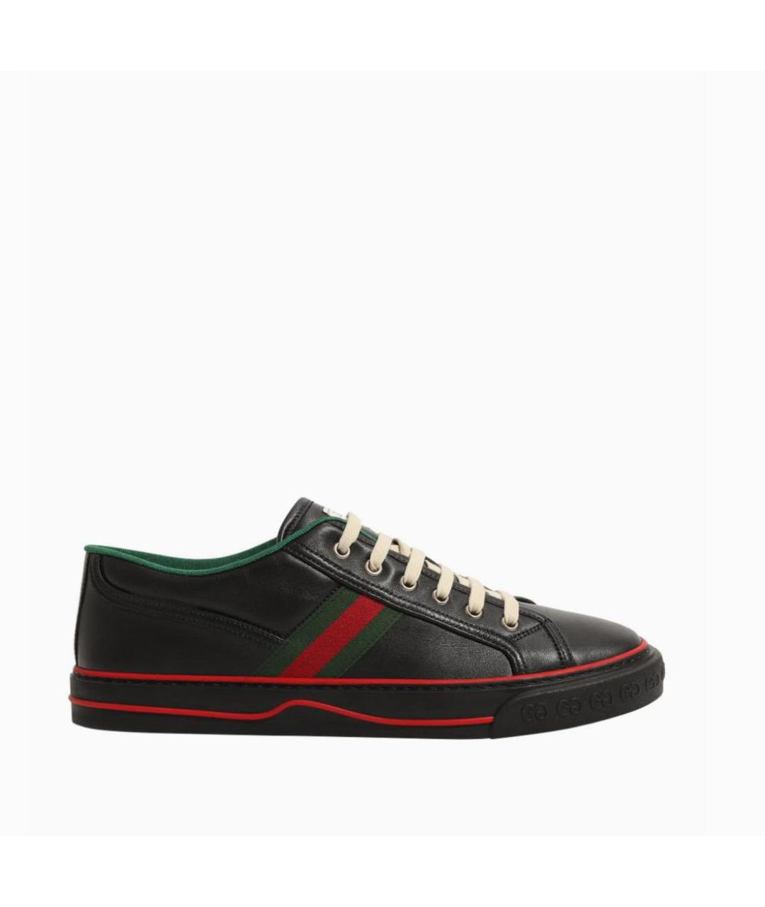 GUCCI Черные кожаные низкие кроссовки / кеды, фото 6