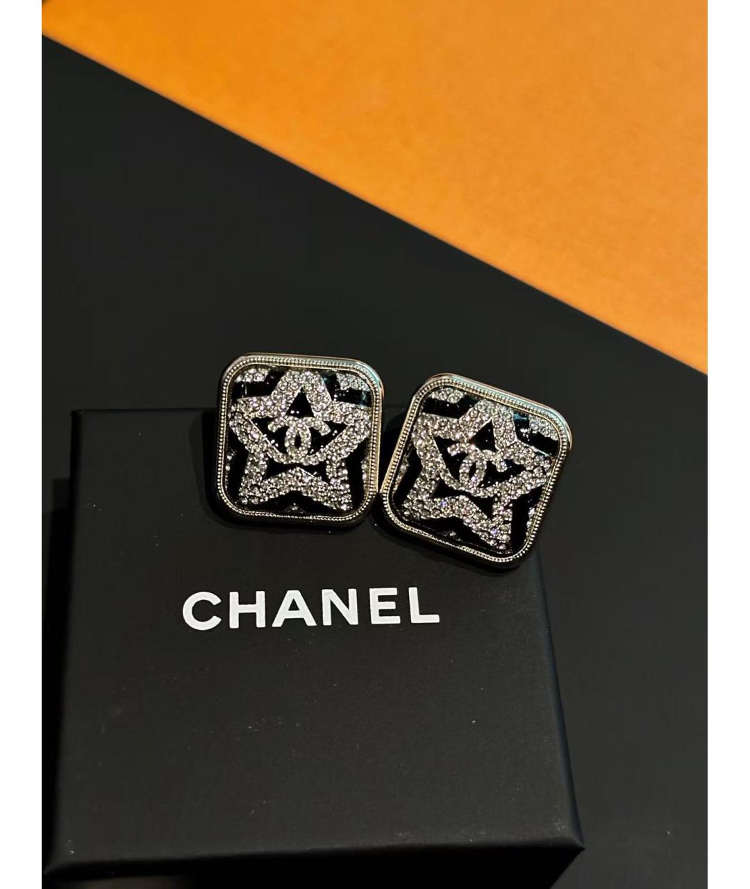 CHANEL Черные серьги, фото 2