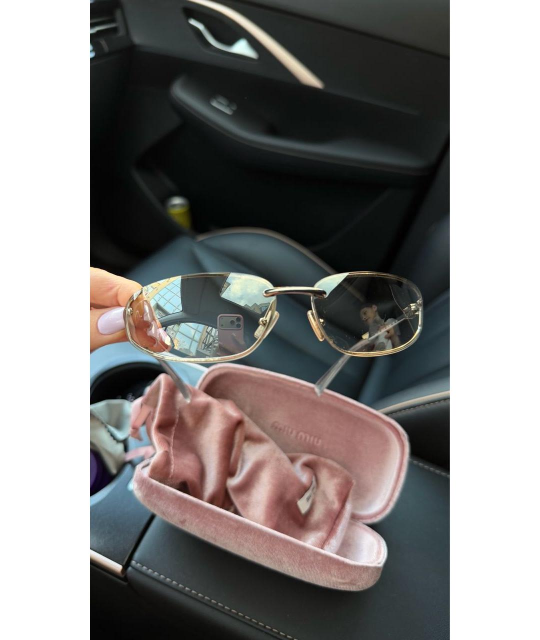 MIU MIU Золотые металлические солнцезащитные очки, фото 2