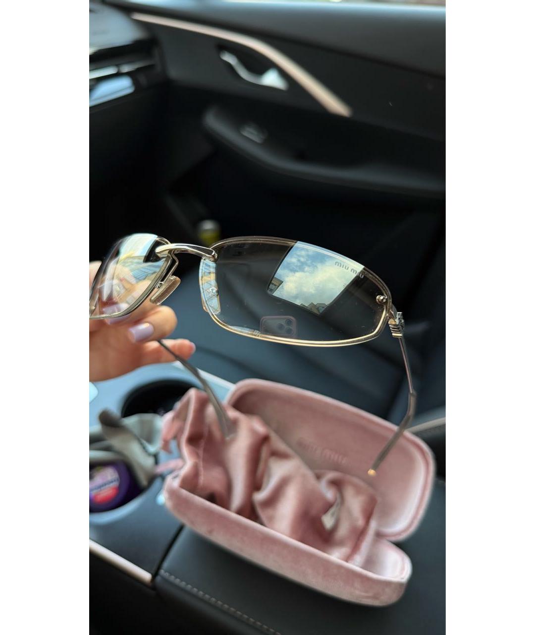 MIU MIU Золотые металлические солнцезащитные очки, фото 3