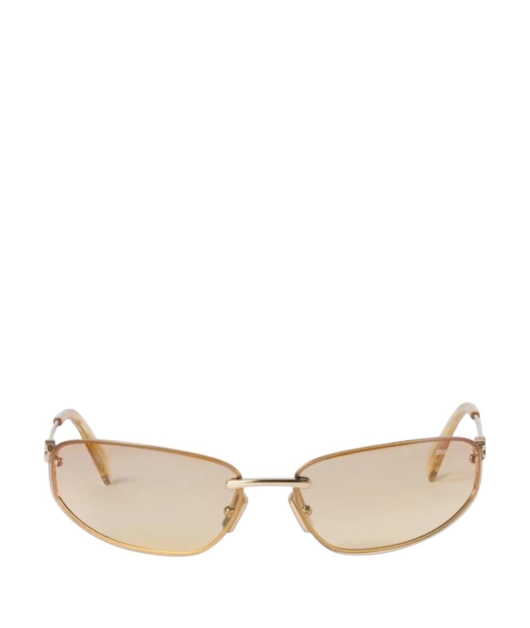 MIU MIU Золотые металлические солнцезащитные очки, фото 1