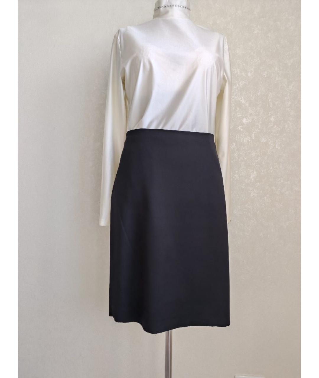 JIL SANDER Черная шерстяная юбка миди, фото 2
