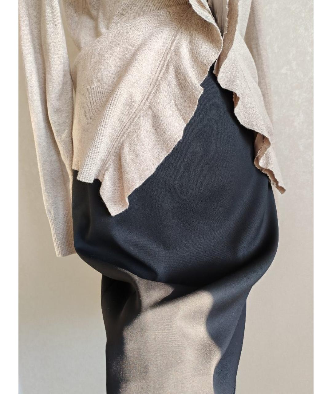 JIL SANDER Черная шерстяная юбка миди, фото 6